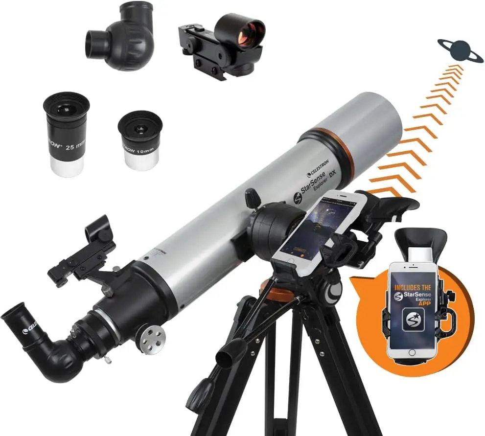 Smartphone App-Enabled Telescope – Works with StarSense App to Help You Find Stars, Planets & More – 102mm Refractor