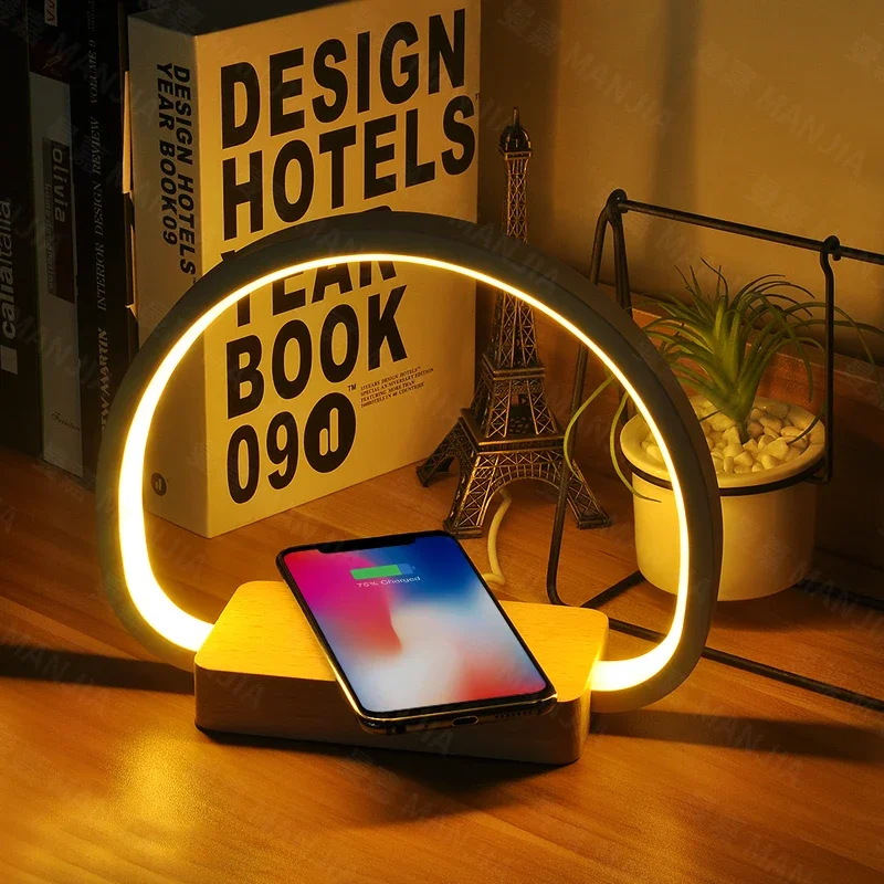 RUNTOIN Bedside Lamp Wireless Charger LED Table Lamp with Touch Control night light 10W Eye-Caring For Kids Adults Reading Light