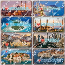 Famous City Landscape Poster License Plate Retro Hawaii Venice Istanbul Cyprus Norway Metal Tin Sign Cafe Living Room Wall Decor