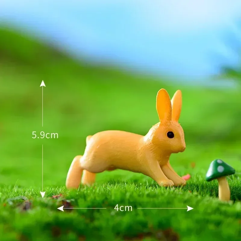 Miniature Rabbit Ornament Figurine Fairy Micro Running Rabbit Landscape Garden Decor Home Decoration Terrarium Gift