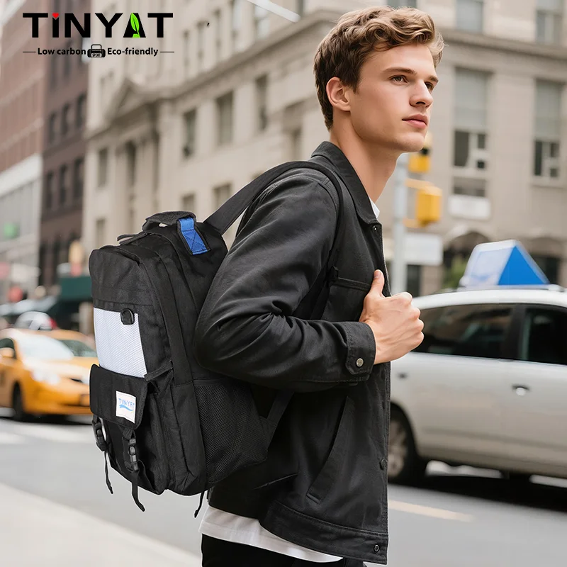 

TINYAT Multi Color Men's Backpack Casual Polyester Travel Bag Adjustable Straps Book Bag for School and Outdoor Travel
