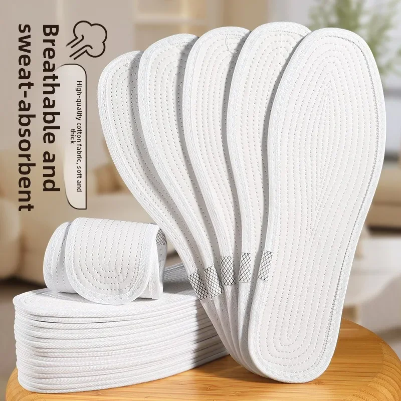 White Edged Multi-layer Cotton Insoles Sweat Absorbent Deodorant Soft Shoe Pads for Men Women Shoes