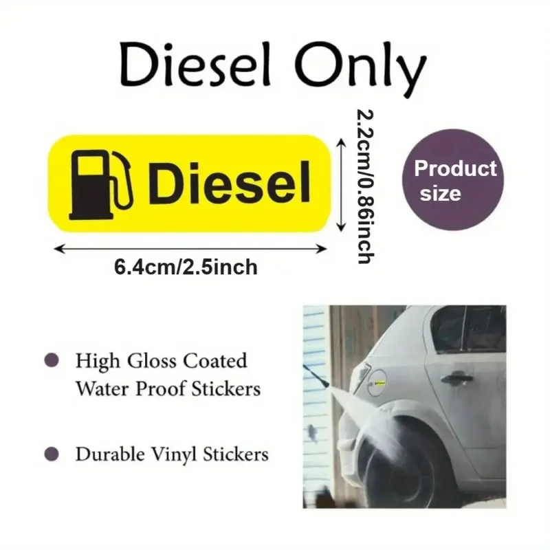 Diesel Stickers Set of 3 - Self-adhesive Waterproof Diesel Stickers for Fuel Tank Covers and Tanks