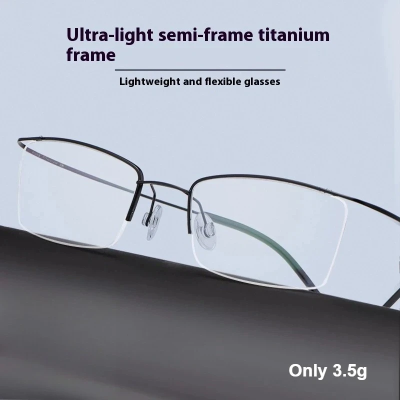 

Ultra-light Pure Titanium Semi-rimmed Myopia Glasses Frame B-Titanium Wire Frame for Men Plano and Prescription Optical Frame