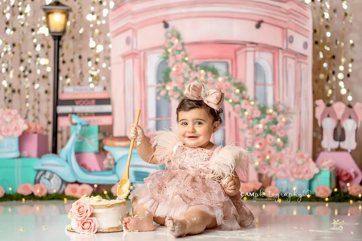 High Fashion Paris Store Backdrops Kids Girl Birthday Cake Smash Props Adult Child Baby Photocall Decors Street Front Background