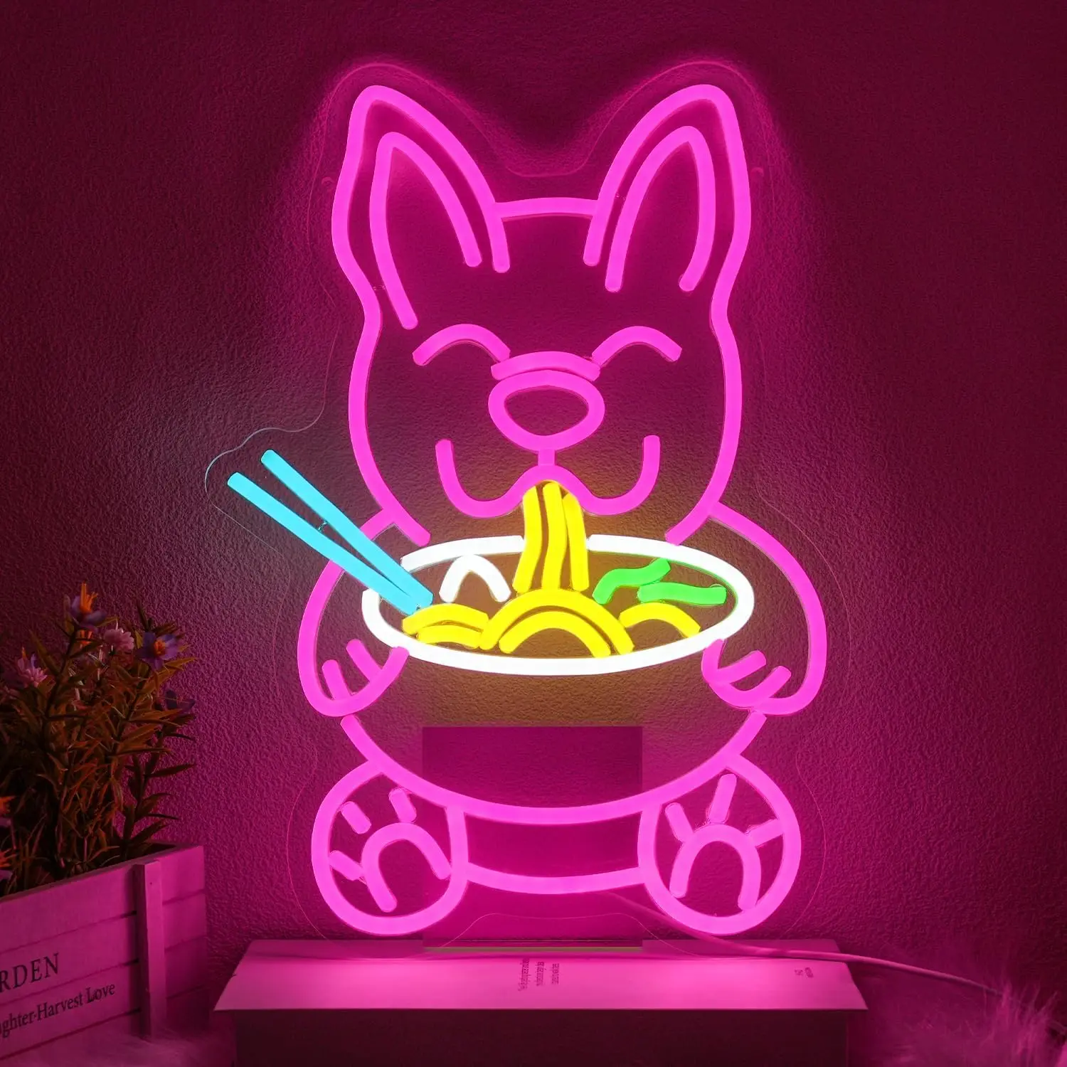 الكلب رامين النيون تسجيل USB عكس الضوء LED ضوء النيون لمطعم الحيوانات الأليفة متجر مول الديكور المعكرونة تضيء تسجيل #1