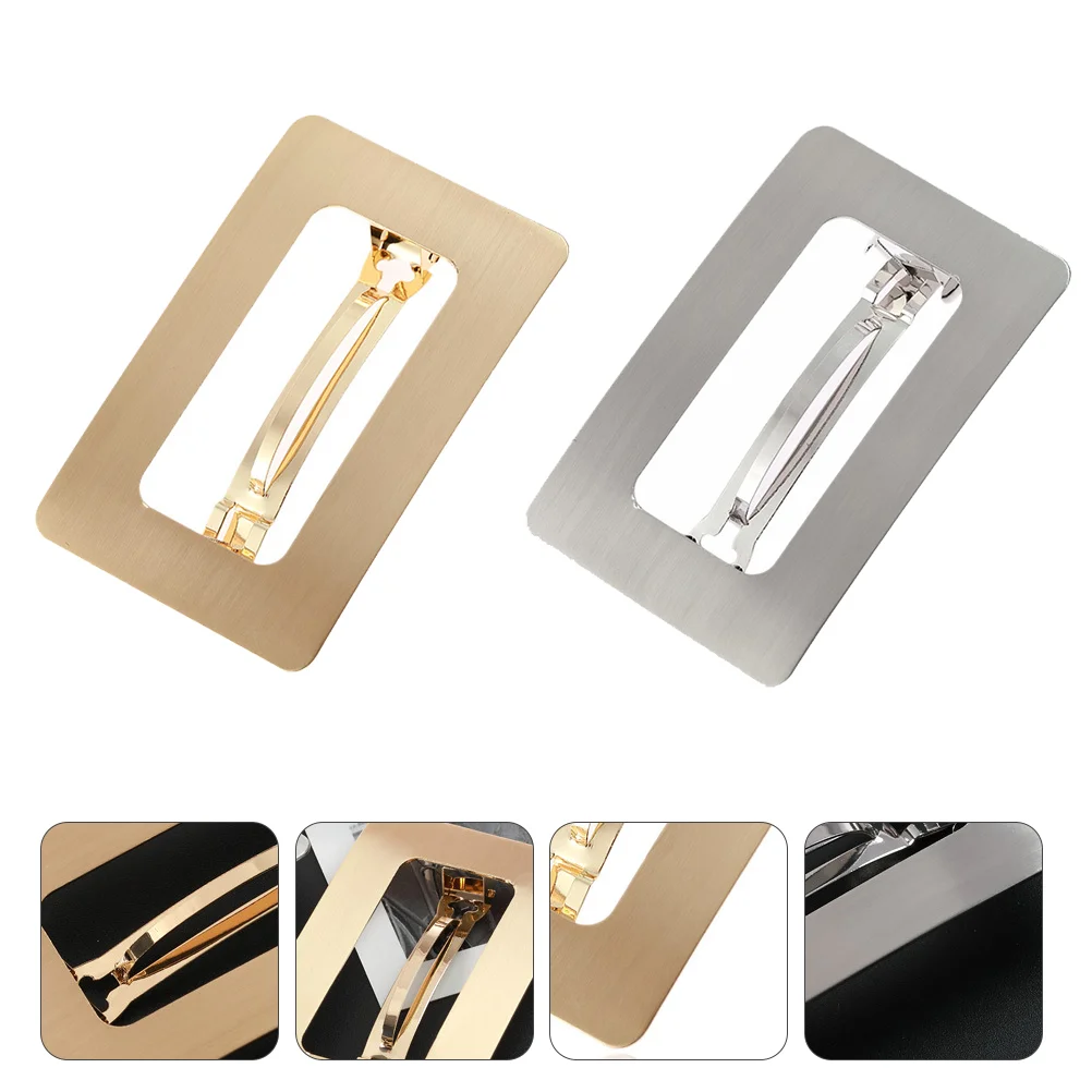 

2 Pcs Hollow Spring Metal Hair Clip Miss Pin Barrettes Accessories for Women Auto 8X5cm Alloy Bride Clips