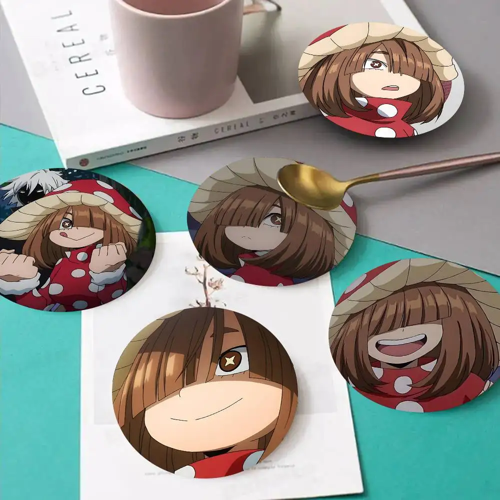 1pc Kinoko Komori Anime Characters Wooden Coaster Colour Printing Cup Mat Home Desk Decoration Gifts