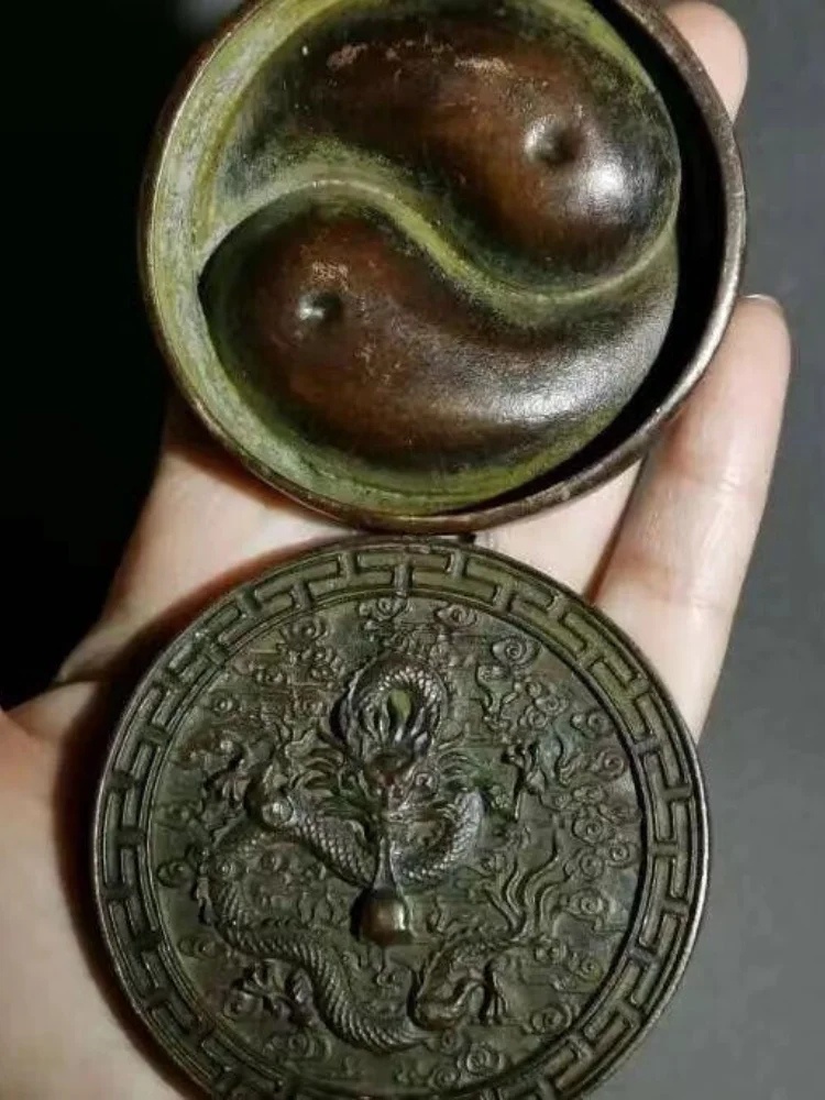 Chinese old Antique China Bronze Dragon Pattern Ink Cartridge,Dragon pattern box