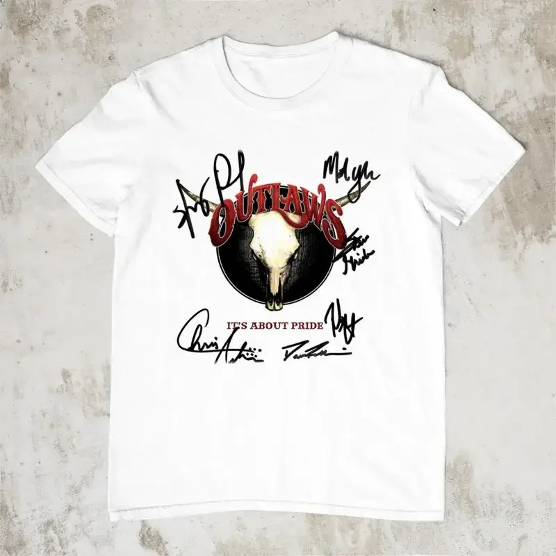 The Outlaws Band Logo Classic  White T Shirt QQ1040
