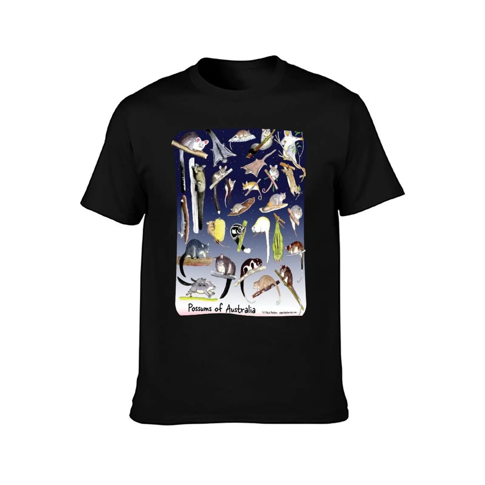 Possums of Australia night sky T-Shirt Plus Size Summer Short Sleeve T-Shirt