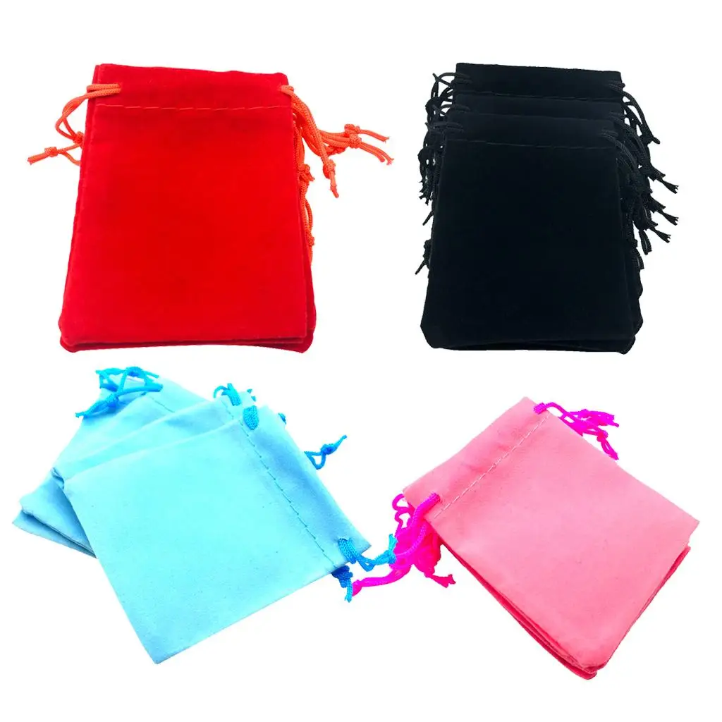 50Pcs Mini Soft Rectangle Velvet Drawstring Pouch Wedding Favor Pouch / Xmas Gift Bag Jewelry Sack 5x7cm