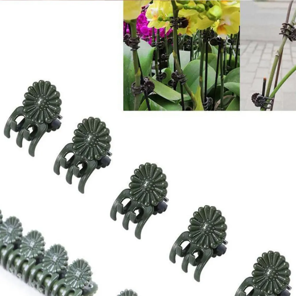 100Pcs Vine Fixed Clips Flower Plant Support Clamps Heavy Duty Non Damaging Stem Holders for Grape Green