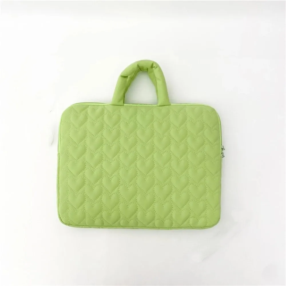

Fashionable Portable Laptop Bag Heart Pattern Comfortable Tablet Case Solid Color with Handle Handbag College