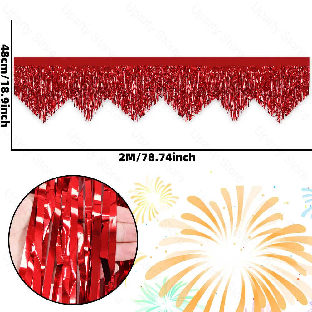 6,56 Fuß Silberfolie Fransen Girlande Hängende Vorhänge Silber Gold Lametta Luftschlangen Banner für Geburtstag Hochzeit Party Hintergrund Dekor – Detail 9