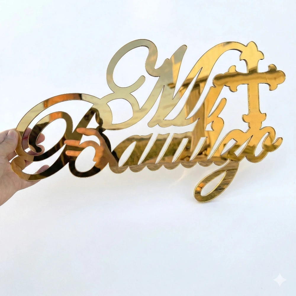 

Mi Bautizo Christening Acrylic Sign Personalized Weddings Baptism Birthdays Celebrations Party Wall Hanging Decoration