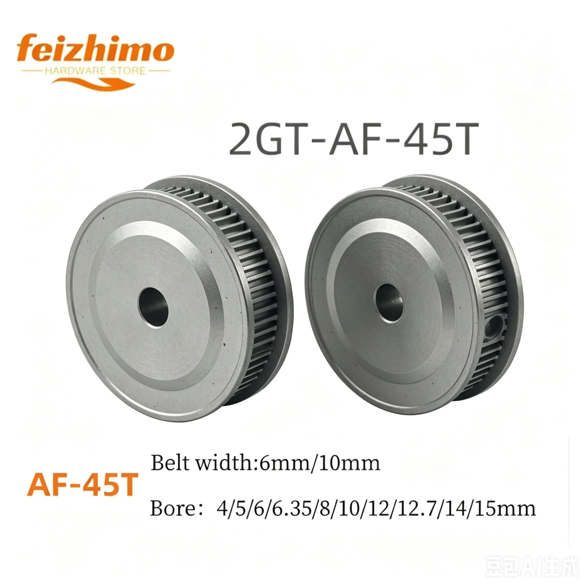 GT2 45T Timing Belt Pulley 3D Printed 2GT AF Type with Aperture 4-15mm Belt Width 6mm/10mm for Pre-Order