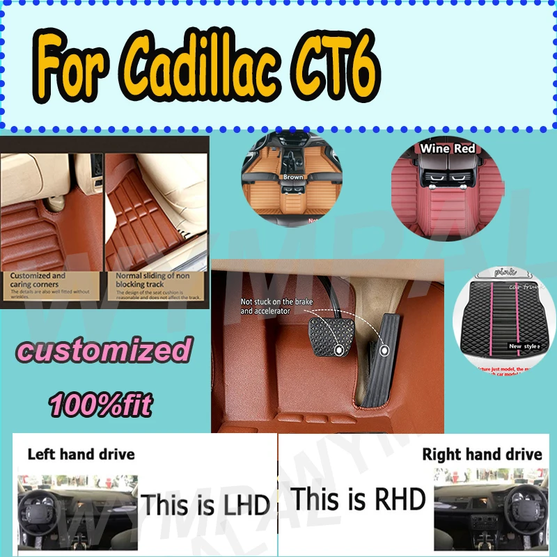 

LUXURY Car Floor Mats For Cadillac CT6 2016 2017 2018 2019 2020 2021 Custom Auto Foot Pads Automobile Carpet Cover Interior