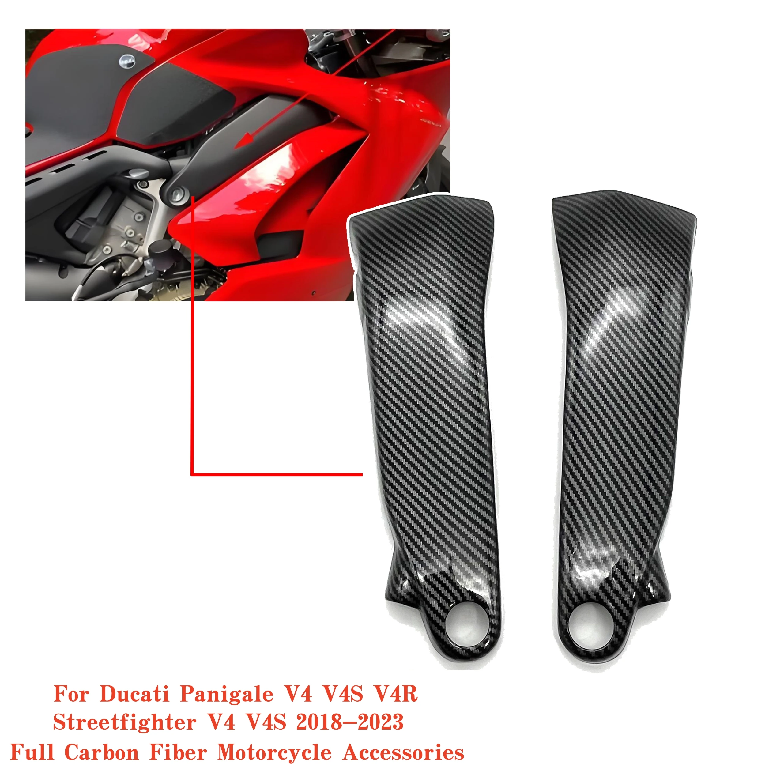 

Для Ducati Panigale V4 V4S V4R Streetfighter V4 V4S 2018-2023 полностью углеродное волокно аксессуары для мотоциклов боковая панель крышка рамы