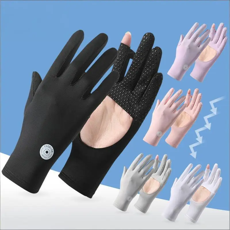 ! Palm Hollow Out Sunscreen Gloves Touchscreen Breathable Non Slip Hand Covers Thin Sun Protection Gloves For Driving Outdoor