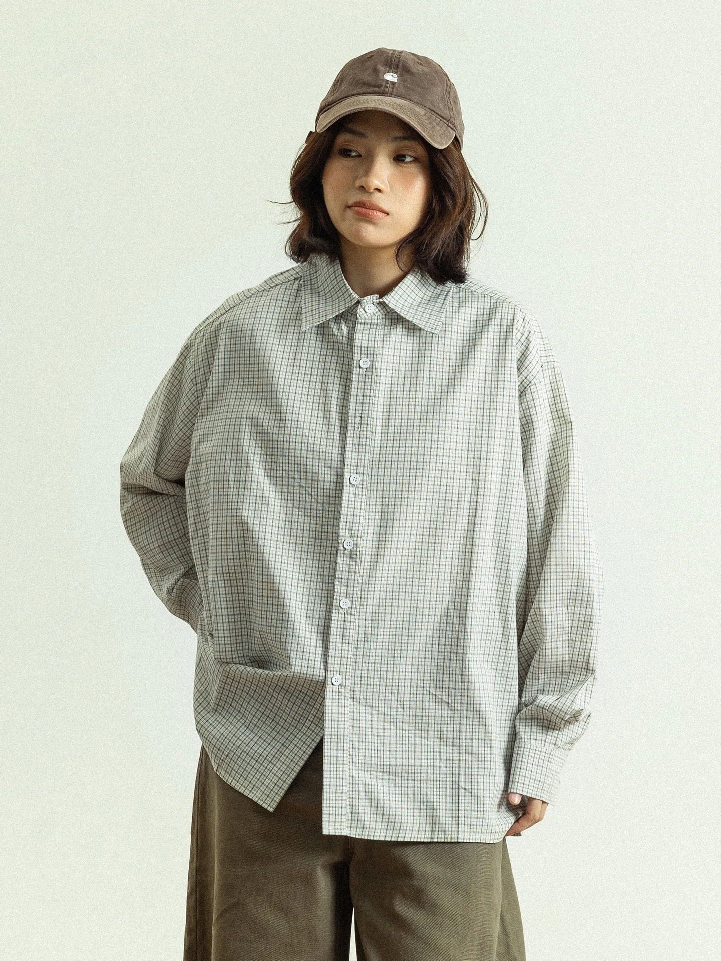 

Мужская рубашка GoodNorth в японском стиле, тонкая, в клетку, свободного кроя, с длинным рукавом, в стиле ретро, из хлопкового трикотажа, на пуговицах, повседневная