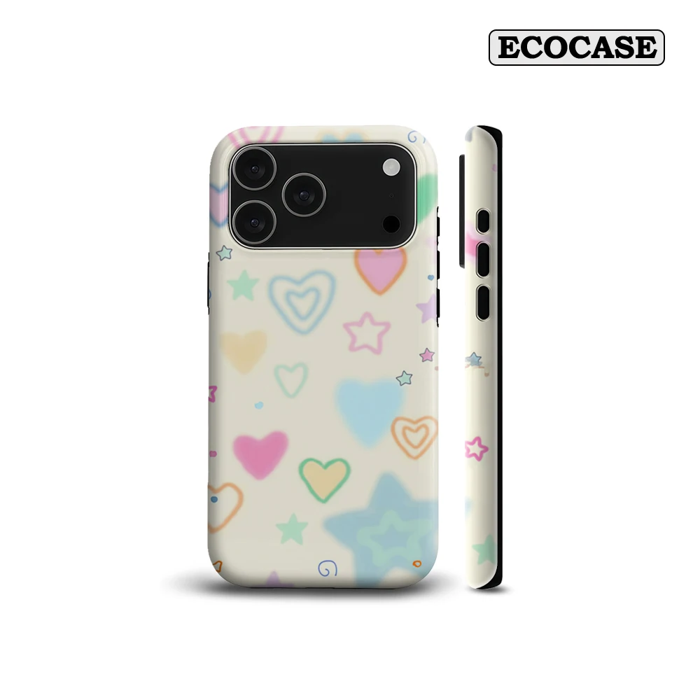 Pastellfarbene Herz- & Stern-Magnet-Handyhülle für iPhone 17 16 15 14 13 Pro Max Plus – Robuste Einzel- & Doppelschicht-Hülle