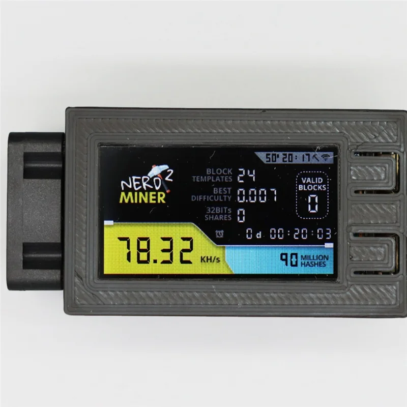 AC56-Nerdminer V2 Pro 78KH/S Mini Bitcoin Lotto Miner مع حافظة مع مروحة 5W Power BTC Solo Lotto Mining Machine