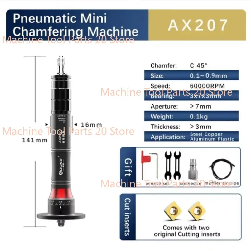 

AX207 Mini Pneumatic Chamfering Machine 45 Degrees Metal Deburring Chamfer Tool Handheld Adjustable With Blades New