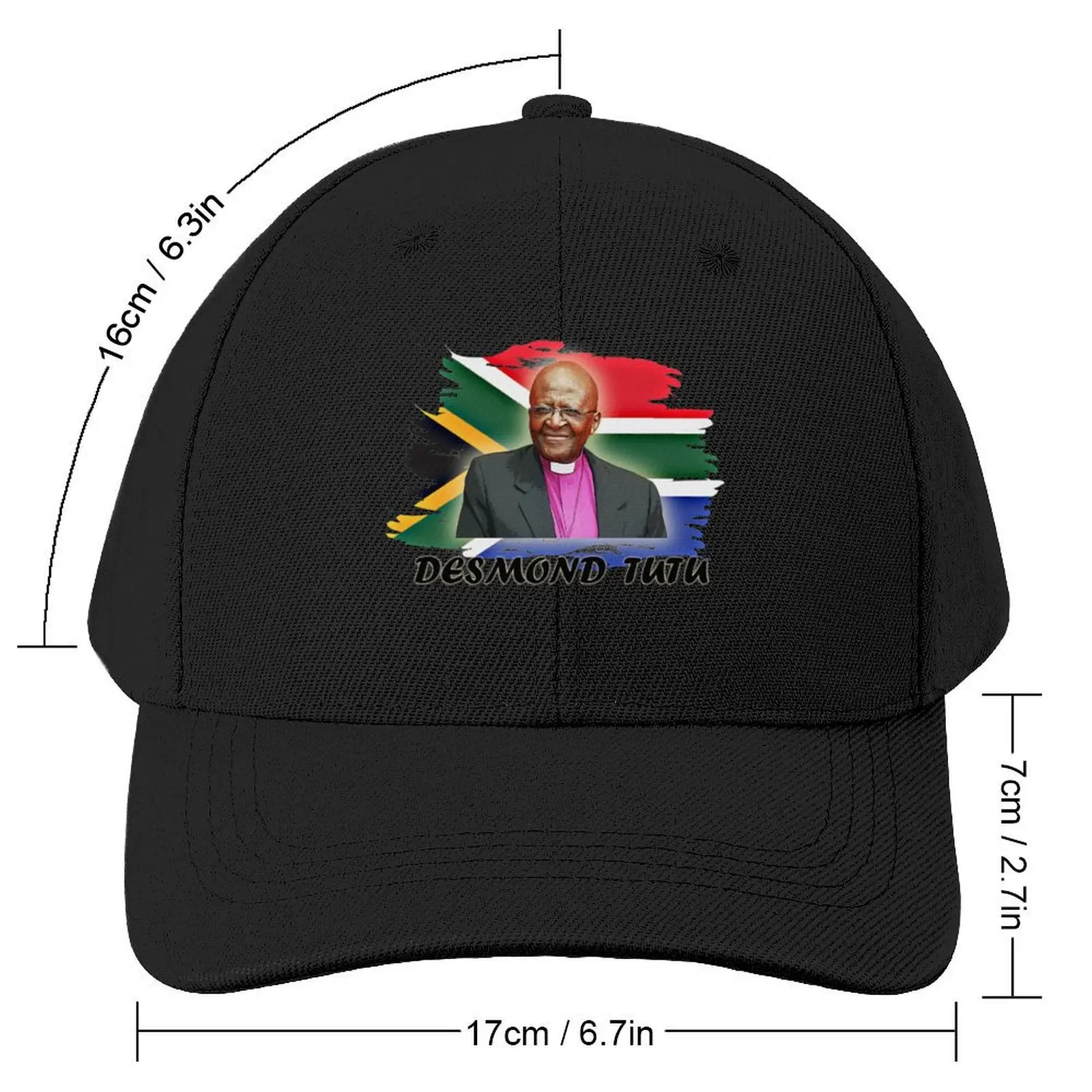 Desmond Tutu South African flag design Baseball Cap Fashion Beach Golf Cap Sunscreen Women's Hats Men's