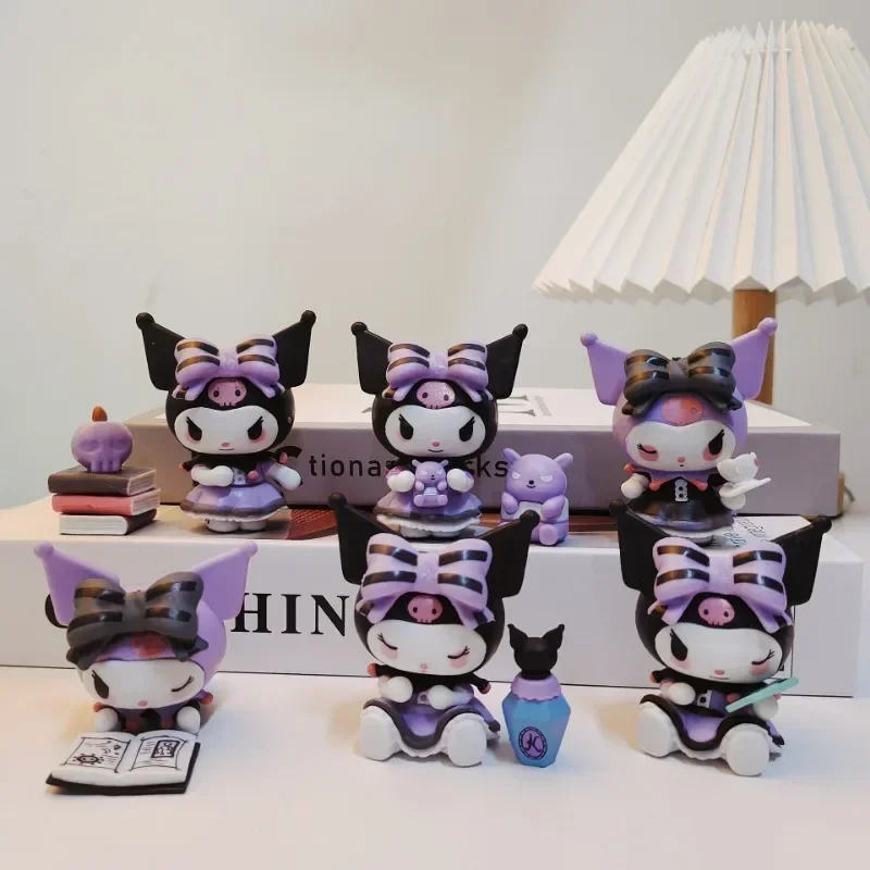 Sanrio Kuromi figura de acción modelo dibujos animados Anime lindo adorno de escritorio de moda juguete Kawaii decoración de habitación niños regalos de vacaciones