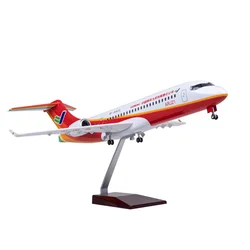 47cm Commercial Toy Model Arj21 Plane Model Civil Aviation Airplane Airliner Ornament With Wheels And Lights Home Decor