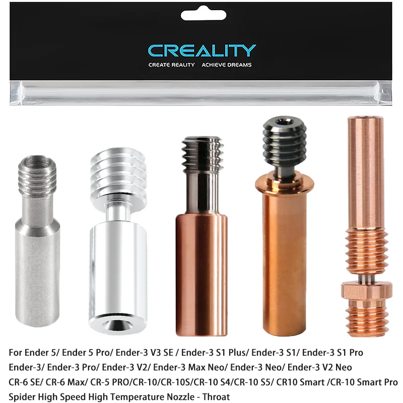 Creality Official Ender3 Titanium Alloy Throat Tube Bimetal Heatbreak ,for Ender3 S1/3 V2/3 Pro/Ender 5/CR-6 SE/CR-5 PRO/CR10
