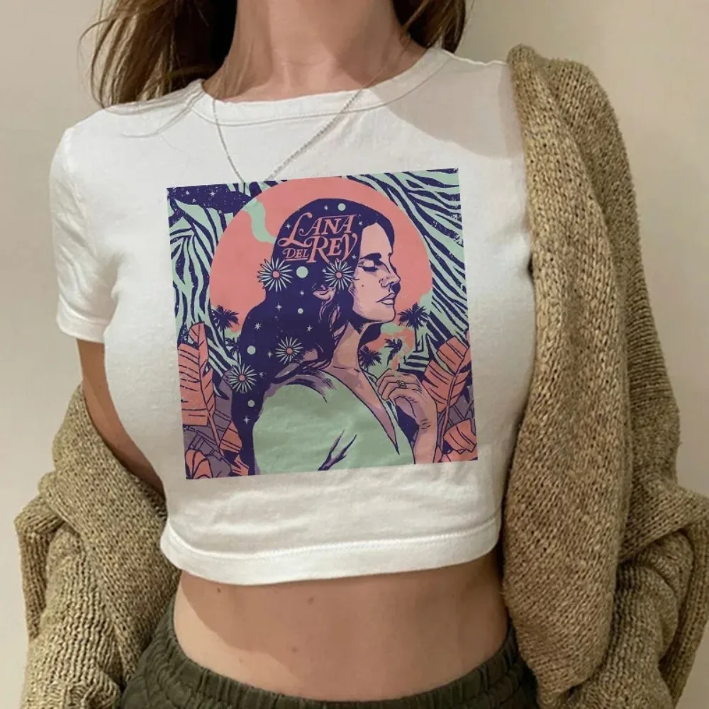 Crop Top Lana Del Rey Ldr Sailing Graphics T-Shirt Cropped Harajuku Damen Vintage Kurzarm-T-Shirt Streetwear Damen-T-Shirt – Detail 8