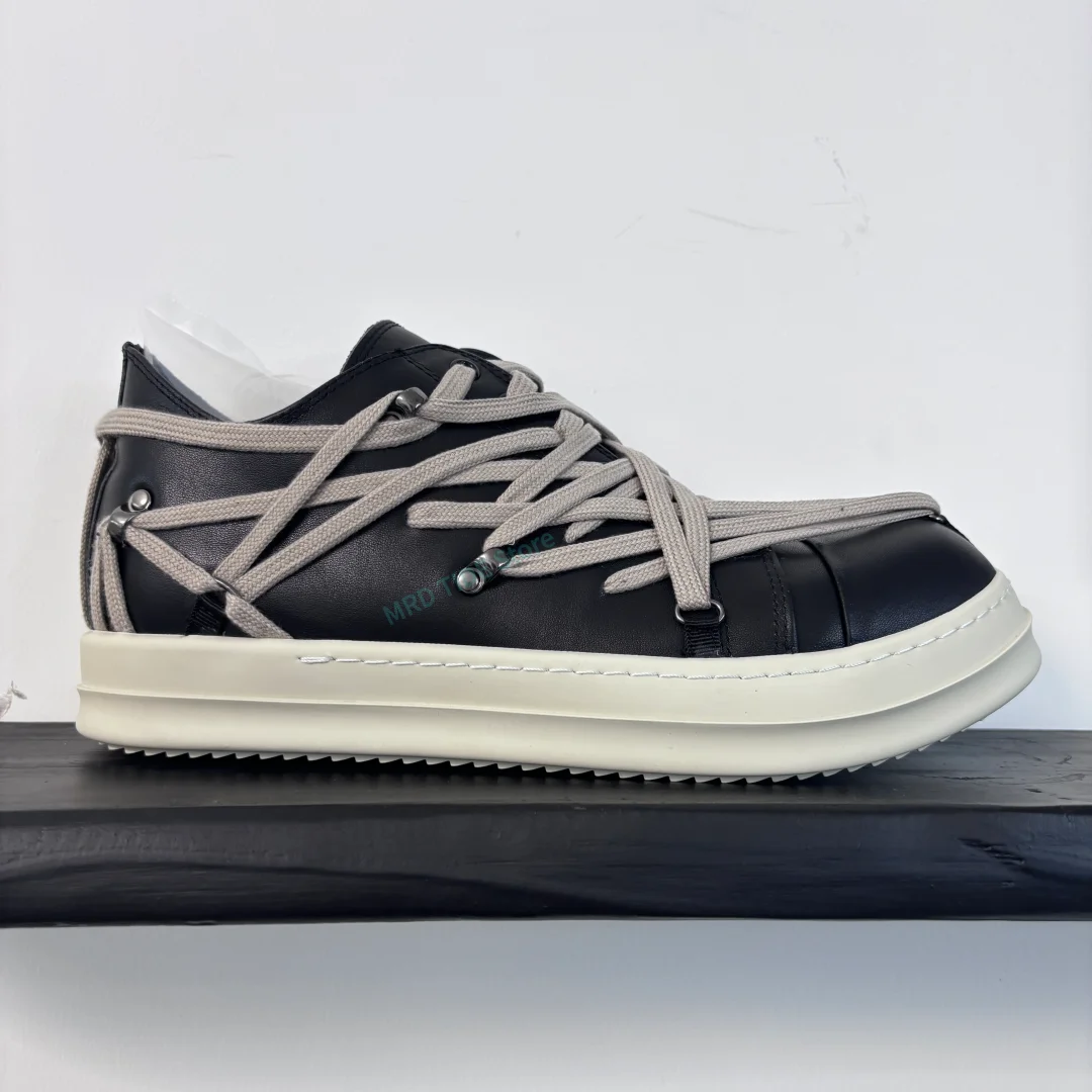 Brand Men Casual Shoes Genuine Leather Crazy Shoelaces Basic Low Women Sneakers Skateboard Vintage Luxury Designers Boots Owens