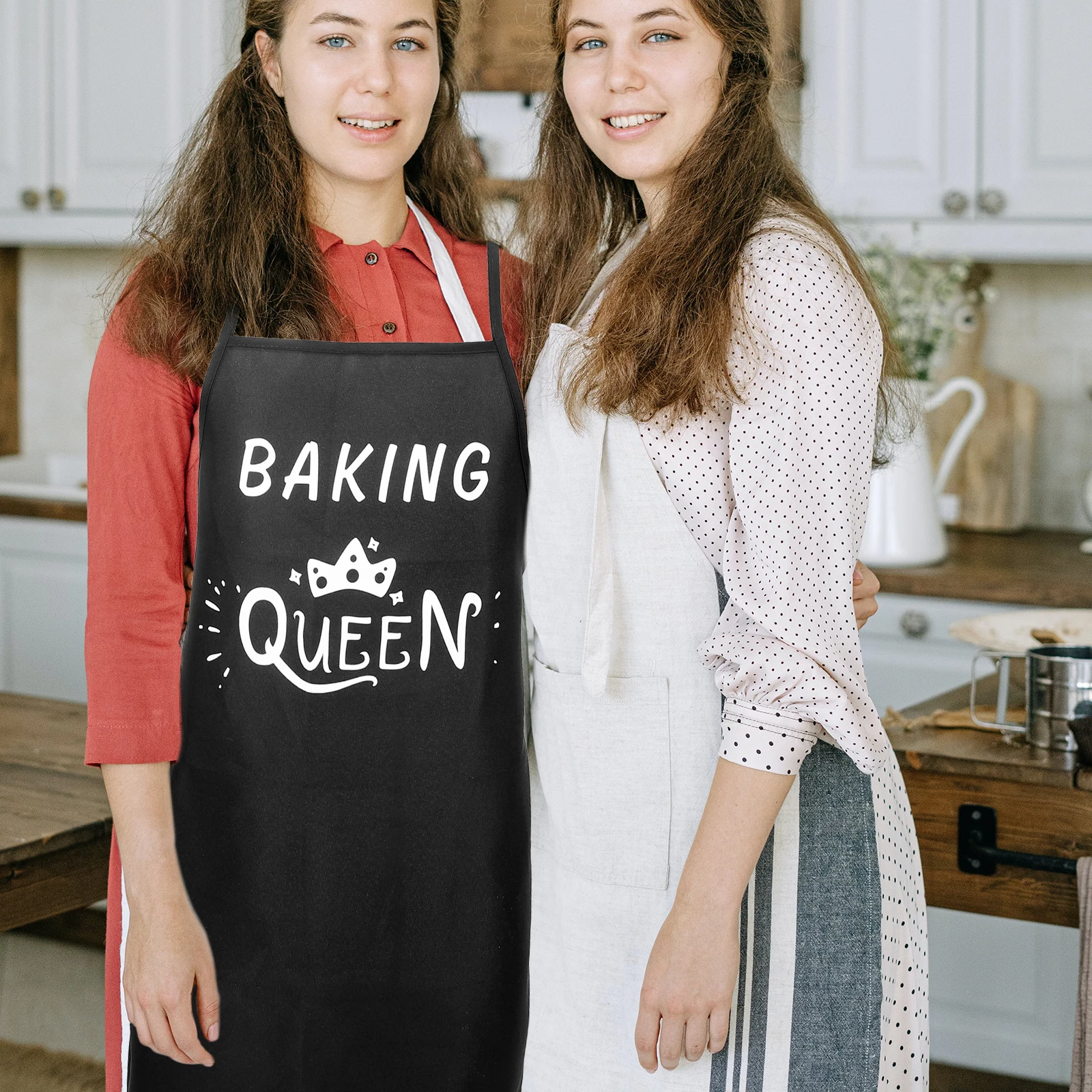 

Christmas Apron Printed Waterproof Kitchen Restaurant Dinner Apron for Cooking Baking Barbequing (Black)