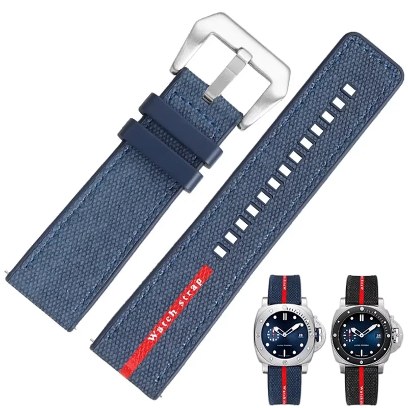 Резиновый ремешок для часов 22 мм, 24 мм, 26 мм для Panerai Submersible Luna Rossa PAM1466 PAM1391 PAM1565, мужской водонепроницаемый браслет, ремешок для часов