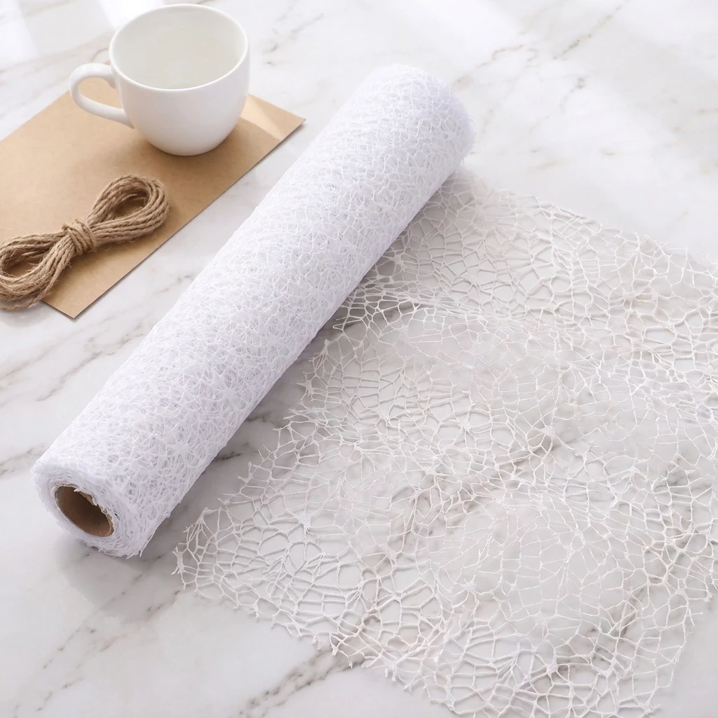 White Flower Wrapping Mesh Net - The Florist Supply ulasan dan harga