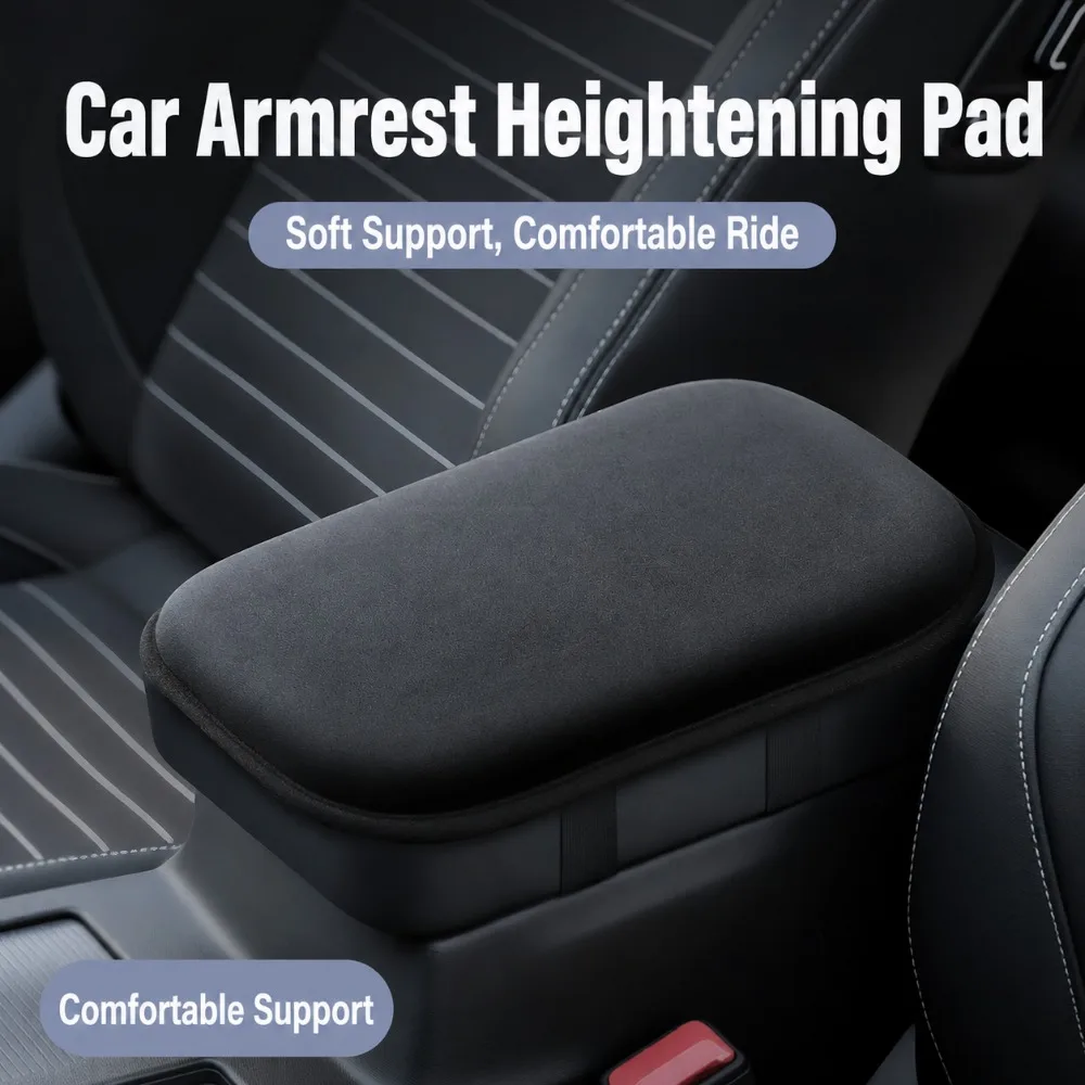 Non-slip Car Armrest Box Heightening Pad Center Console Cushion Cover Universal Soft Plush Arm Support Car Accessories