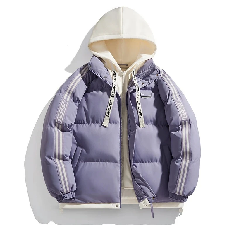 

Men's Women's Solid Color Hooded Jacket, Autumn Winter Warm Windproof Thickened Padded Coat Couple Style Fashion