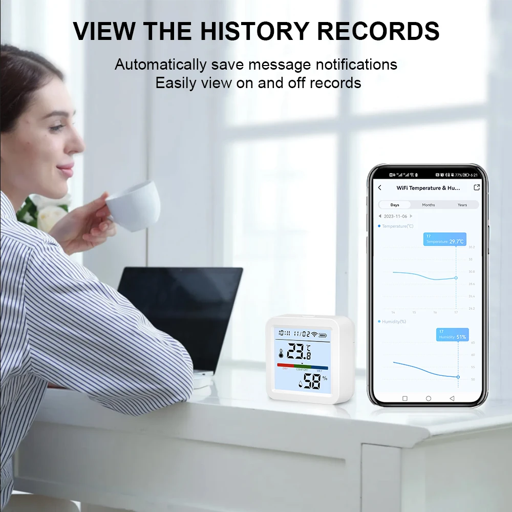 Tuya Smart Temperatur-Feuchtigkeitssensor WiFi/Zigbee mit Hintergrundbeleuchtung Innenhygrometer Thermometer Sprachsteuerung über Alexa Google – Detail 9