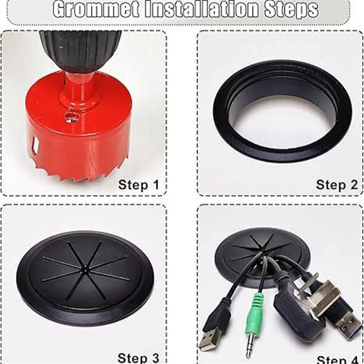 ABQR 6 個テレビコードハイダー 2-3/8 インチ (60 ミリメートル) 壁ケーブル管理キットコードハイダー壁掛けテレビ用ホールソードリルアタッチメント B