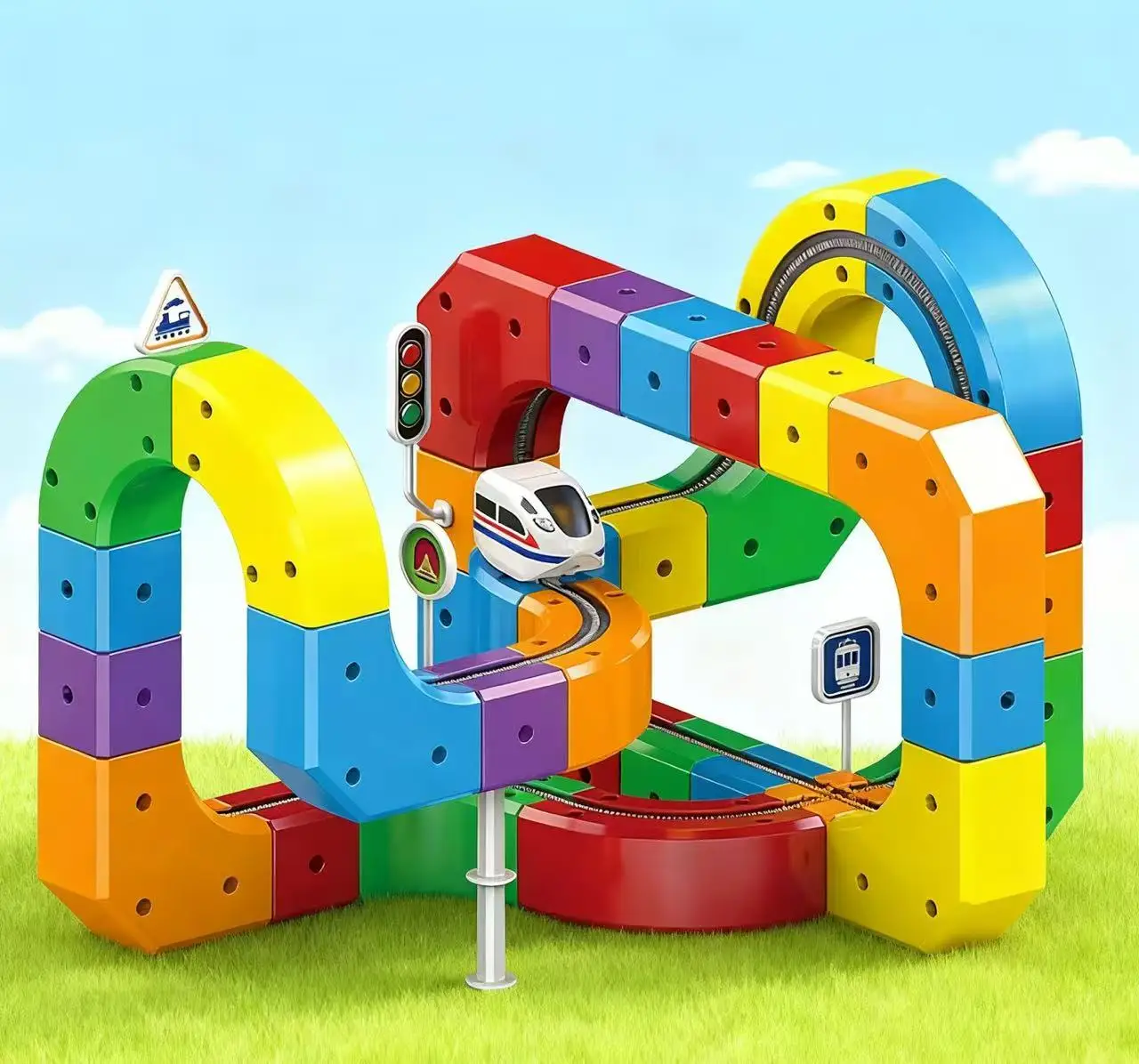 

Electric Magnetic Track Set For Kids With 100+ Pieces Anti-Gravity Vehicles Stem Building Toys Creative Diy Railway Model Gift