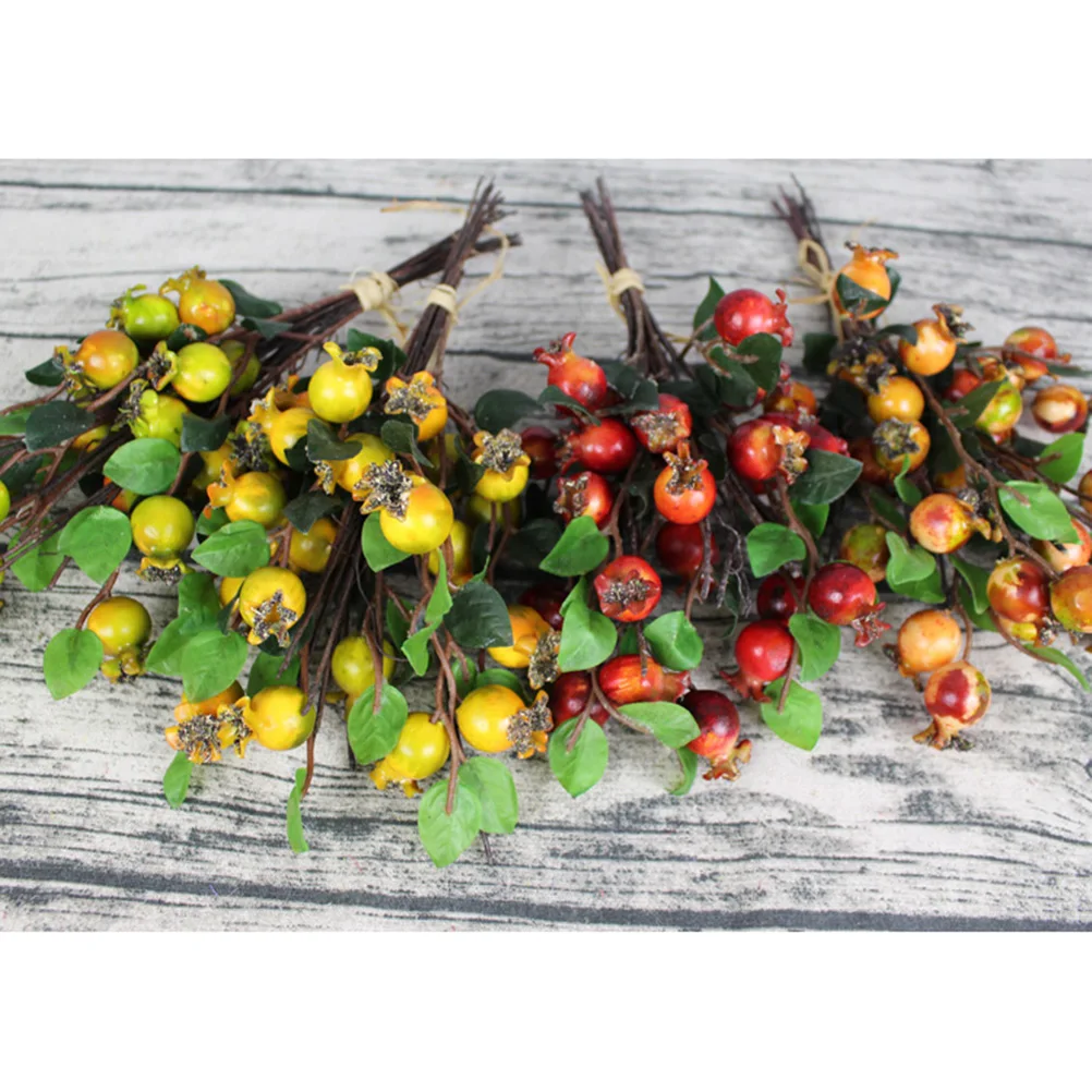 

Simulation Pomegranate Flower Fruit Greenery Garland Artificial Rosehip Stems Branch Floral Accessories