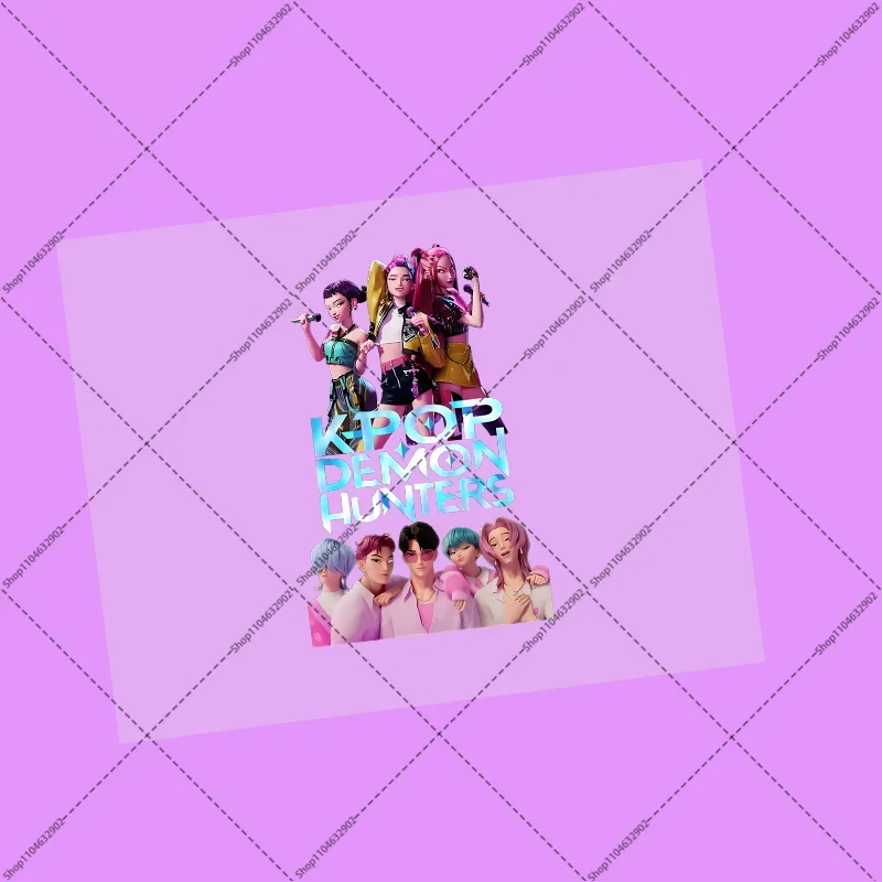 KPop شيطان الصيادين الكرتون ثلاثية الأبعاد نقل ملصق UV DTF ملصقات مقاومة للماء مناسبة لكوب الماء علب الاغذية قابل للغسل لتقوم بها بنفسك يلتف
