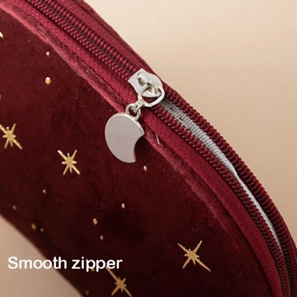 Large Capacity Women Toiletry Bag Portable Soft Velvet Clutch Bag Hot Stamping Star Pattern Makeup Bag