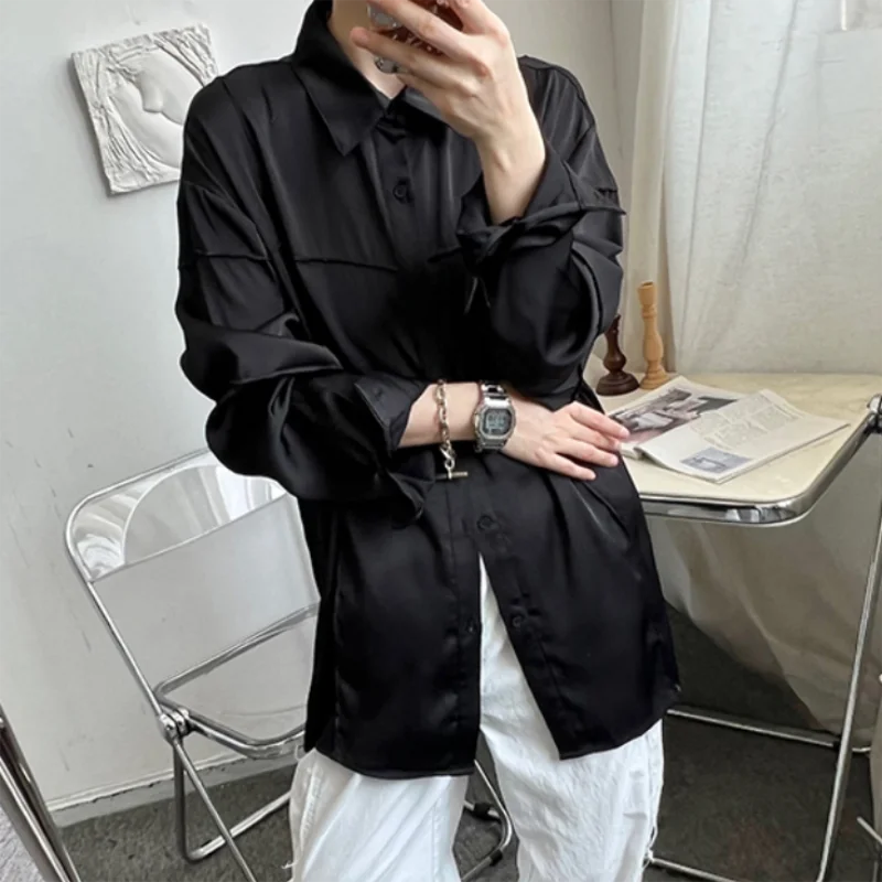

Men's Shirt Spring And Autumn New Korean Version Of Fashion Simple Solid Color Casual Large Size Shirt