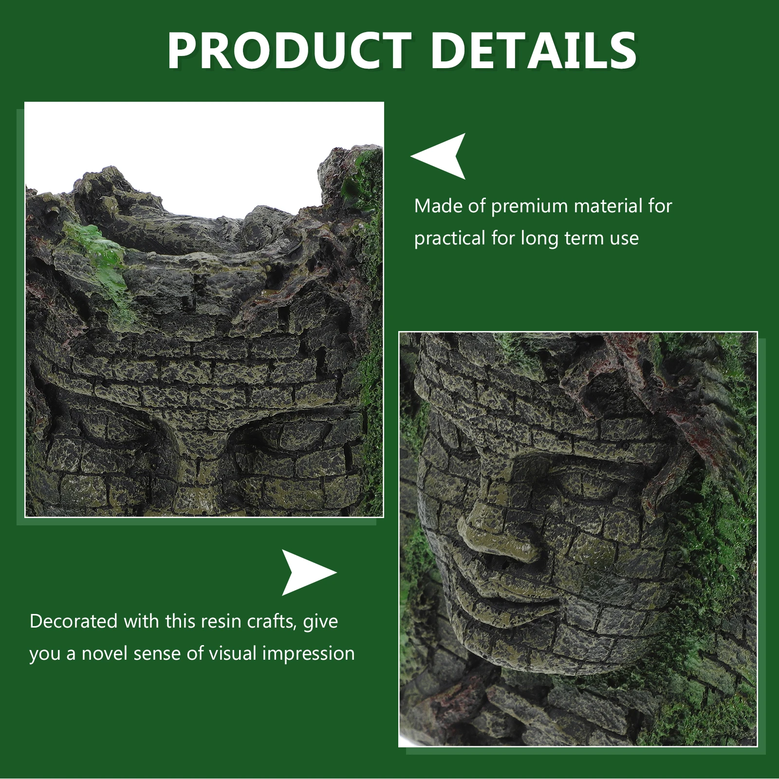 

1Pcs Resin Human Face Wall Sculpture Durable Aquarium Ornament Desktop Decoration Resin Craft for Fish Tank Landscape