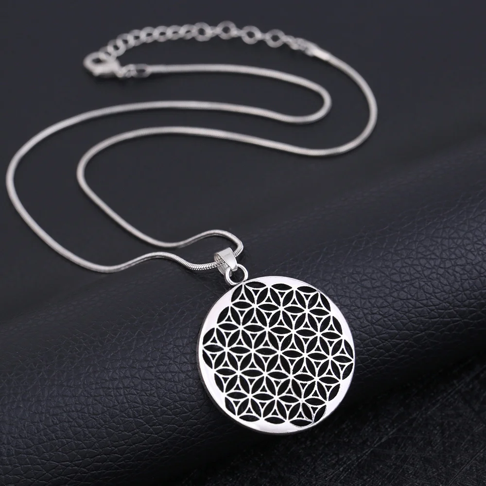 My Shape Flower of Life Mandala Necklace for Women Pendant Sacred Geometry Aesthetic Choker Fashion Jewelry Gifts Link Chain