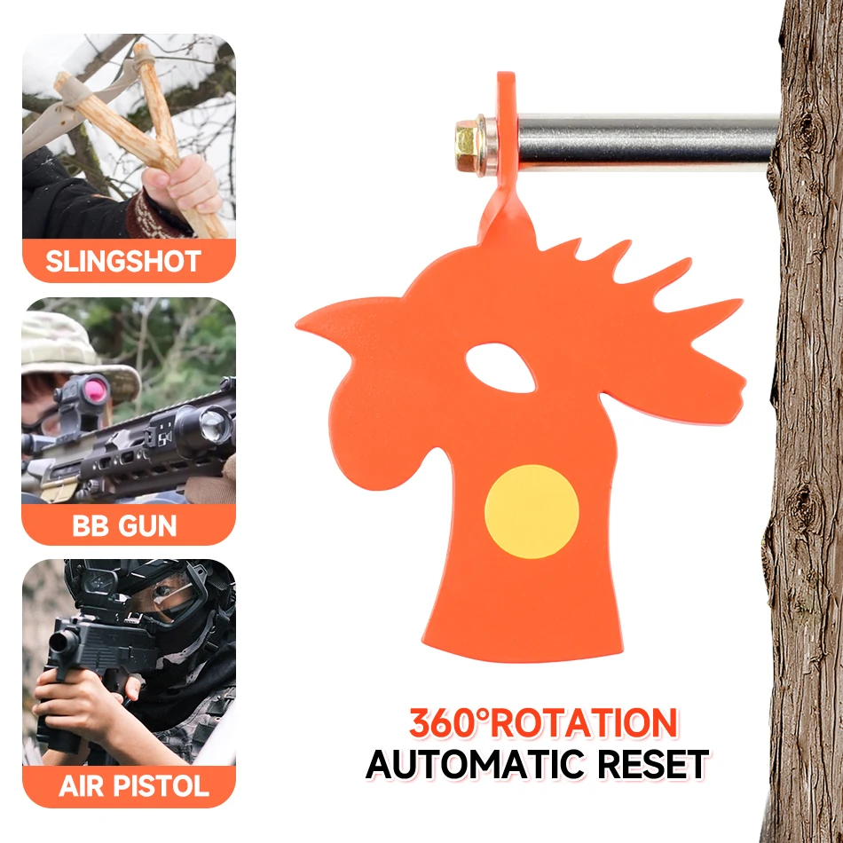 4-Color Metal Chicken Head Target, 3mm Thick Shooting Rotating Target Practice Aiming Target, Hunting Accessory Target Paper Bag