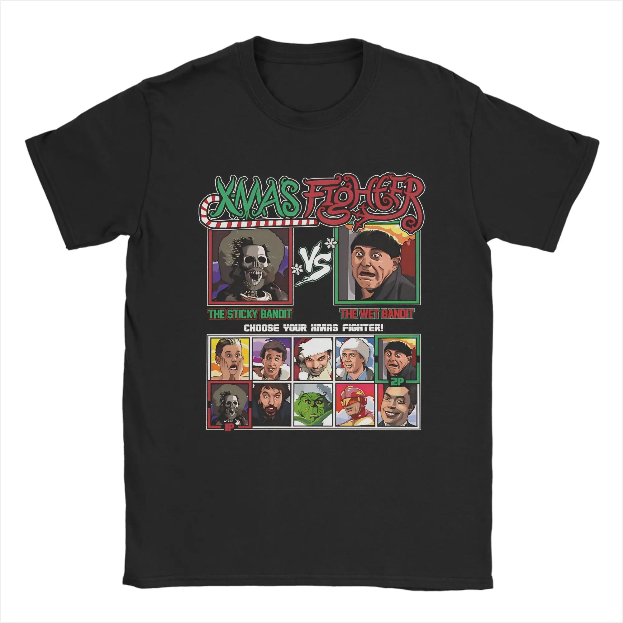 Men T-Shirt Xmas Figh.ter Ban.dits Vs Wets Ban.dits Home Alone Casual Pure Cotton Tee Shirt Short Sleeve Christmas Clothing